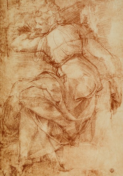 Étude pour la Sibylle libyenne sur la voûte de la chapelle Sixtine, Michel-Ange. Gabinetto dei Disegni e delle Stampe, Offices, Florence - Michelangelo Buonarroti